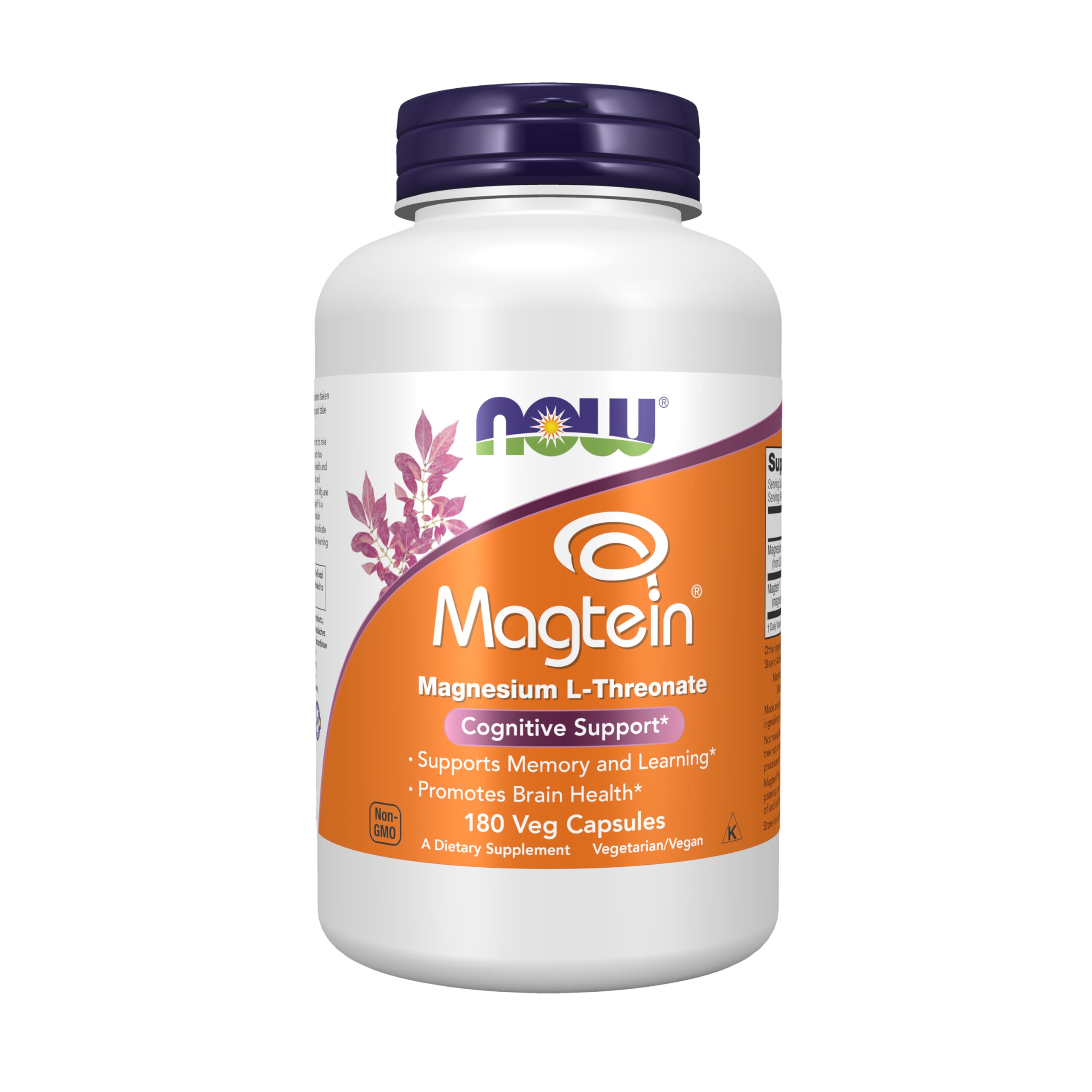 Front label of NOW Foods Magtein magnesium L-threonate bottle