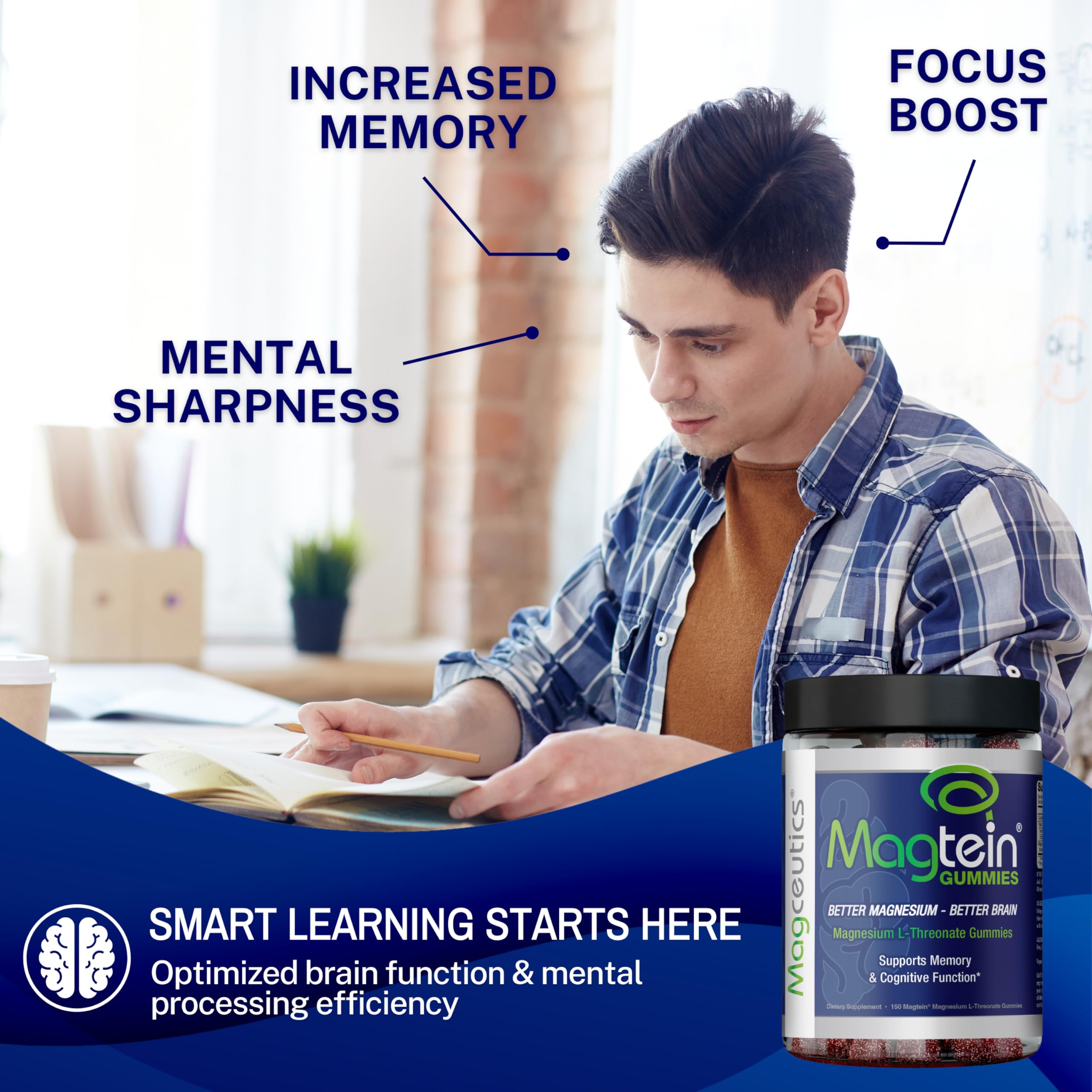 Magtein Gummies bottle with 150 vegan gummies