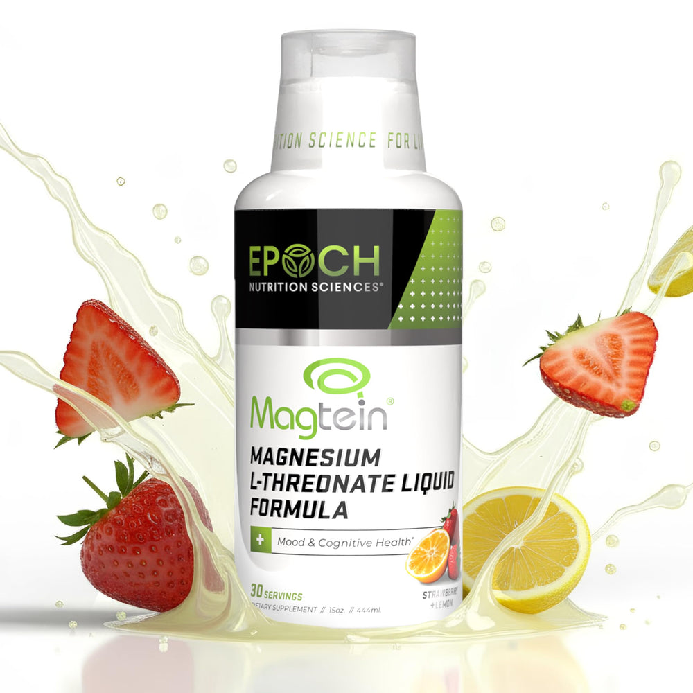 Front view of Magtein Liquid bottle in Strawberry Lemon flavor