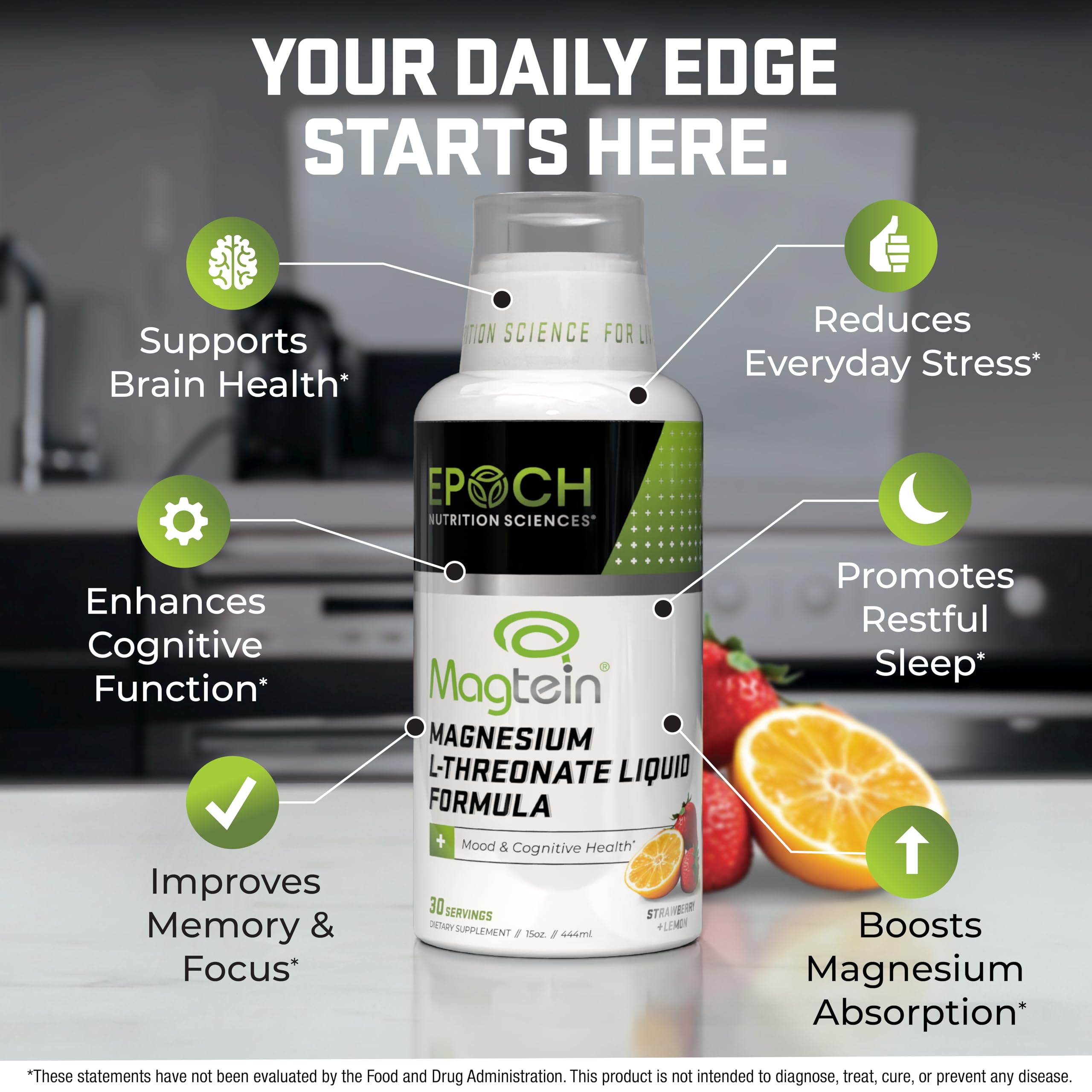 Close-up of bottle label highlighting Magnesium L-Threonate dosage