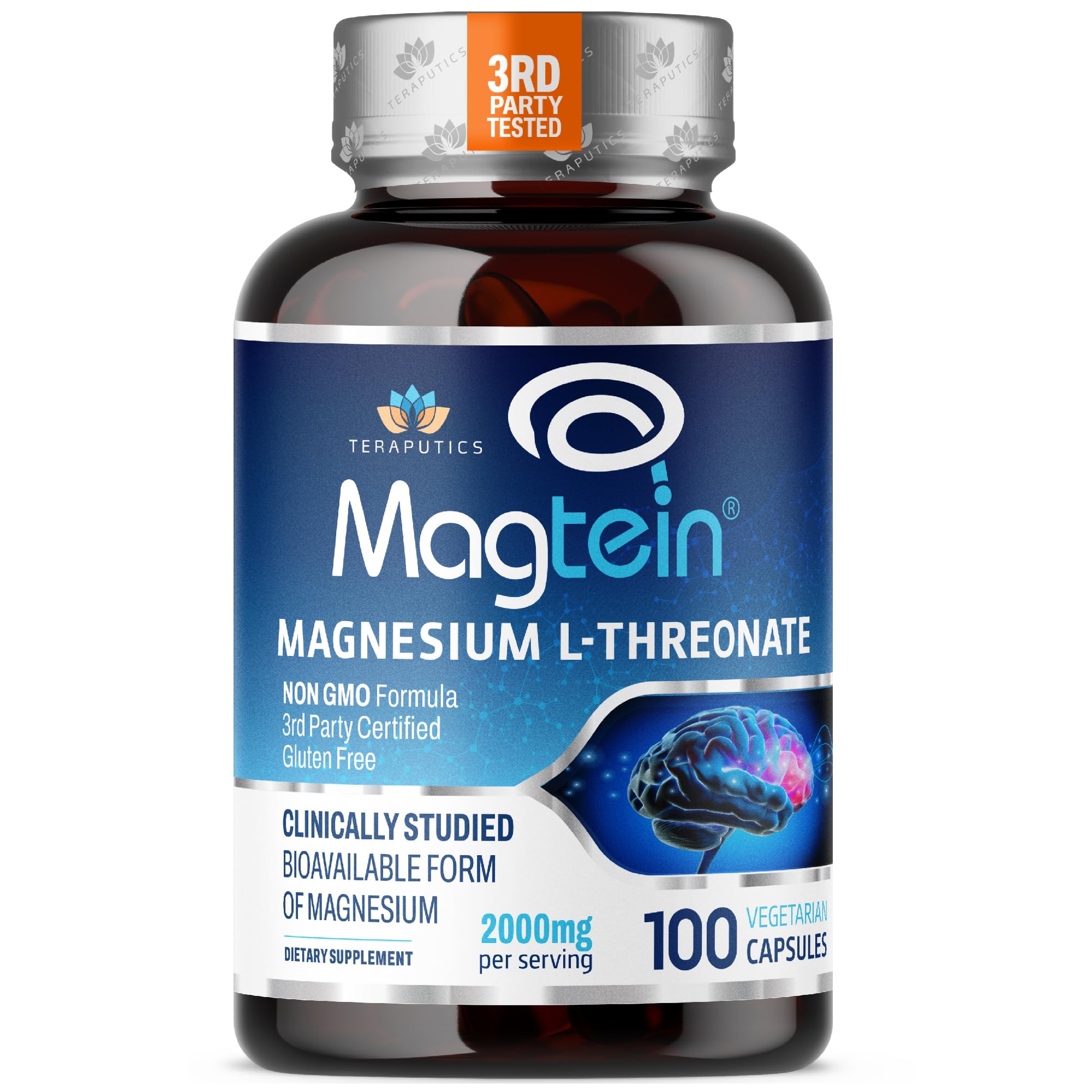 Magtein Magnesium L-Threonate bottle with 100 vegan capsules