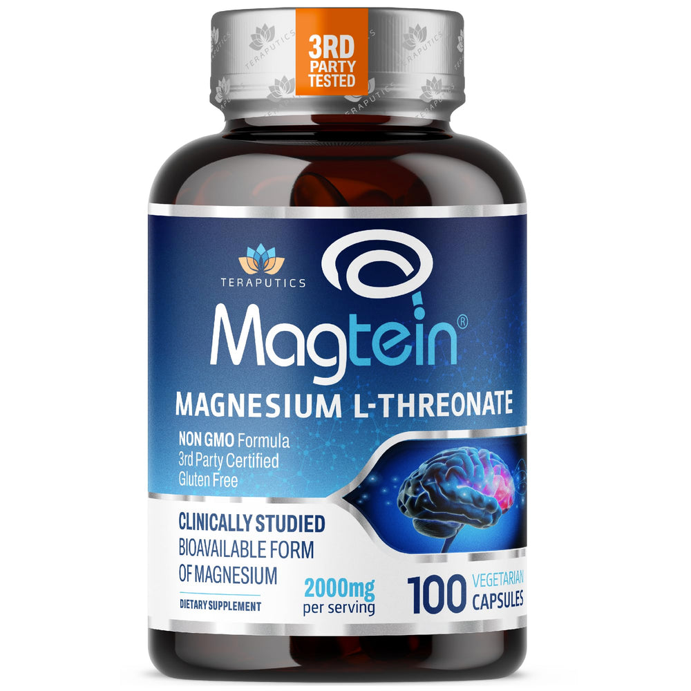 Magtein Magnesium L-Threonate bottle with 100 vegan capsules