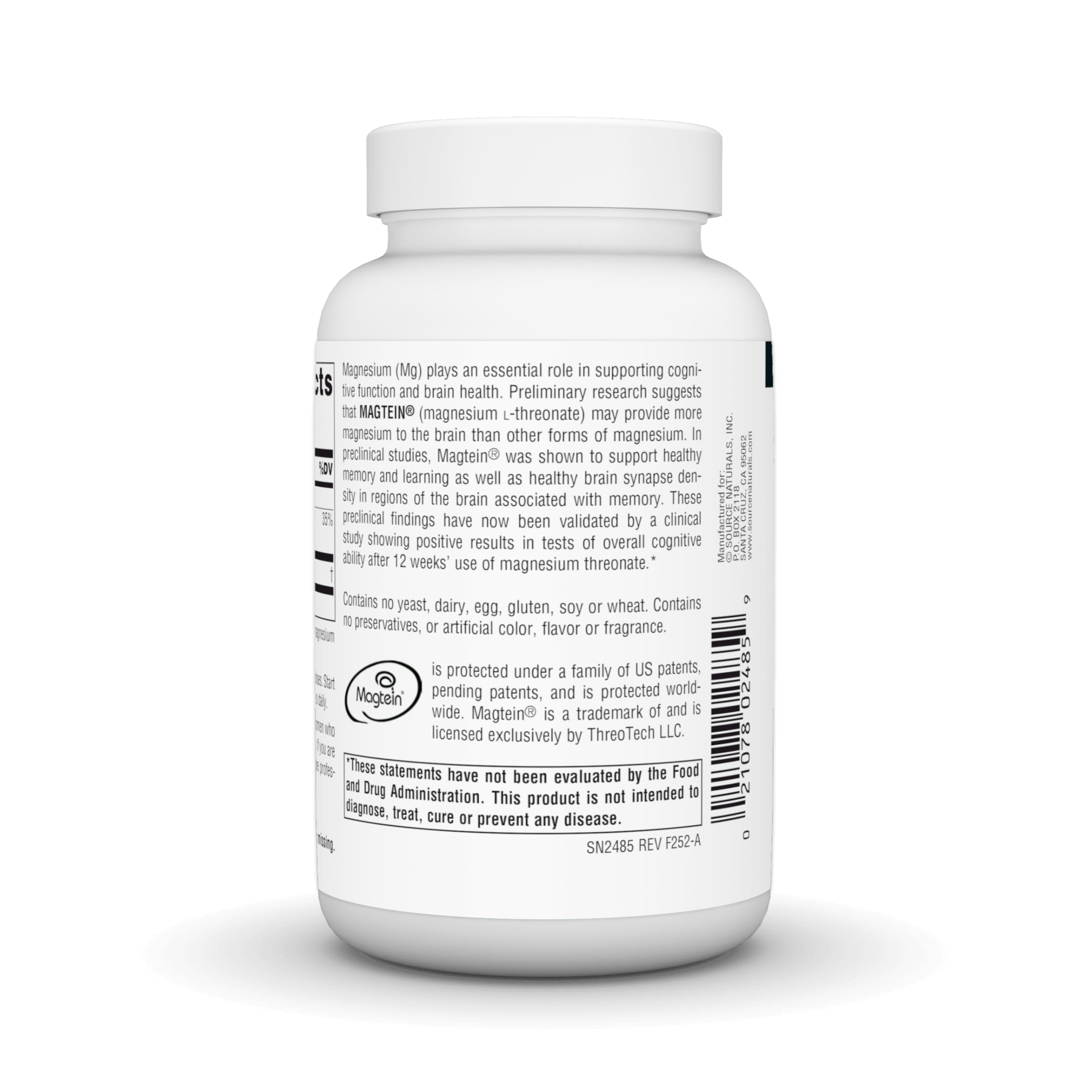 Magtein capsules on white background