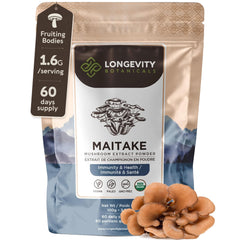 Organic Maitake mushroom powder in bottle