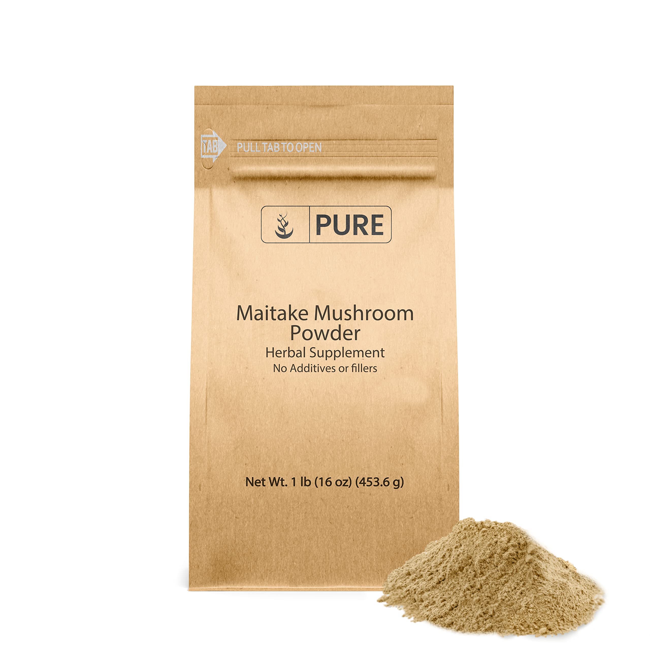 Front view of Maitake Mushroom Powder 1lb container