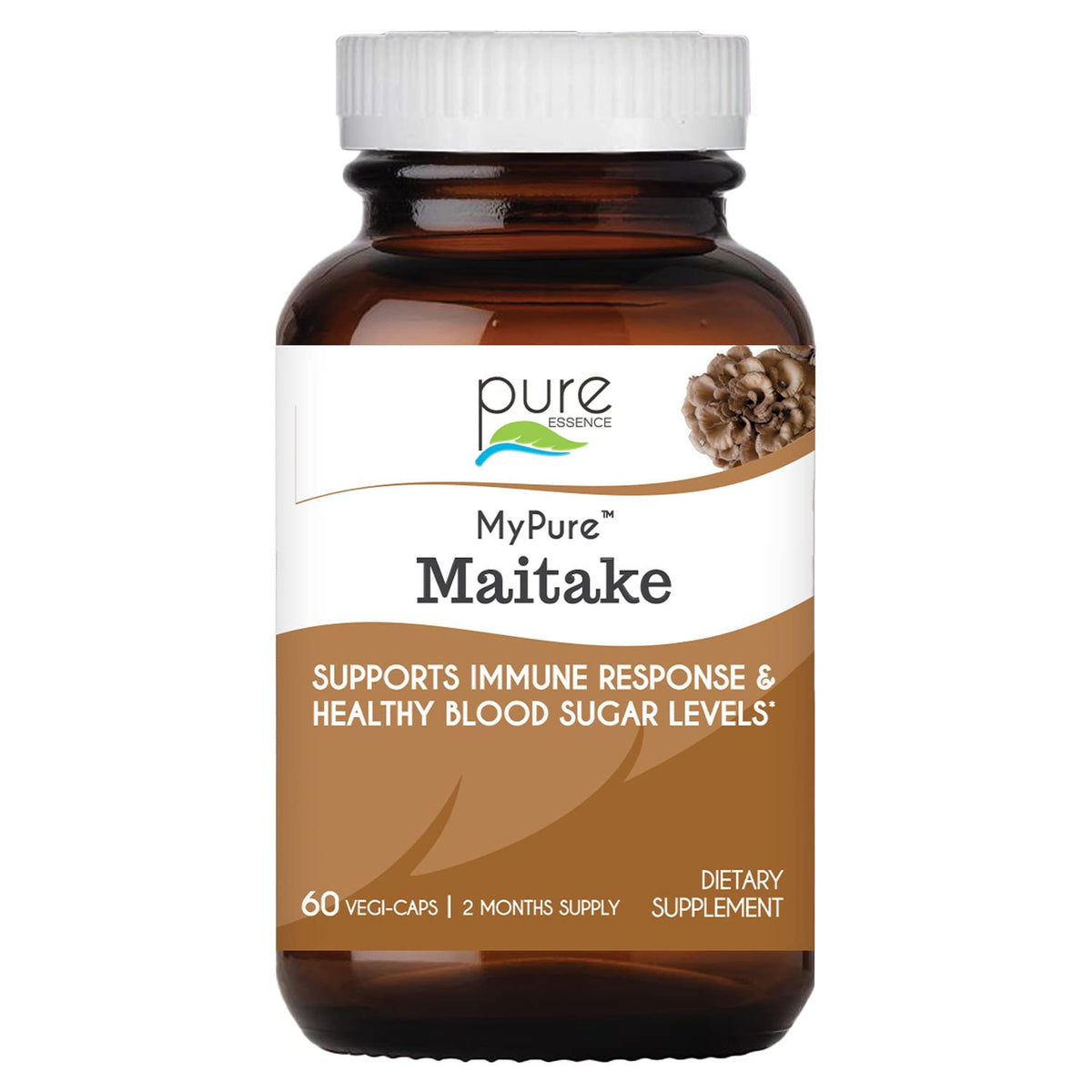 Bottle of MyPure Maitake mushroom powder capsules