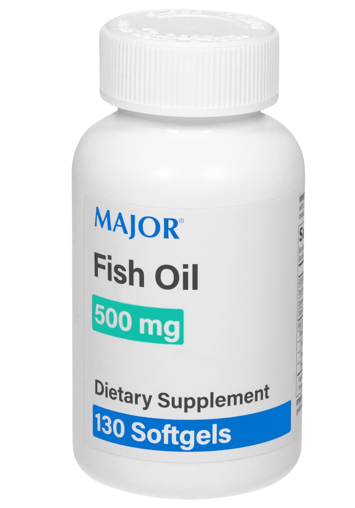 Front view of MAJOR Fish Oil 500mg Softgels bottle