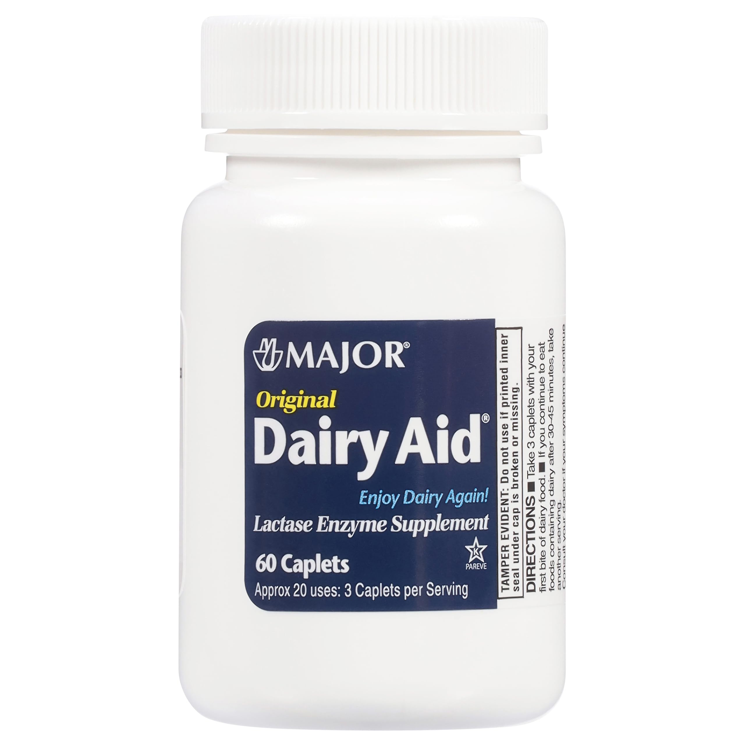 Front view of MAJOR Original Dairy Aid bottle and label