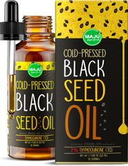 Travel-size 2 oz glass bottle of Maju Black Seed Oil