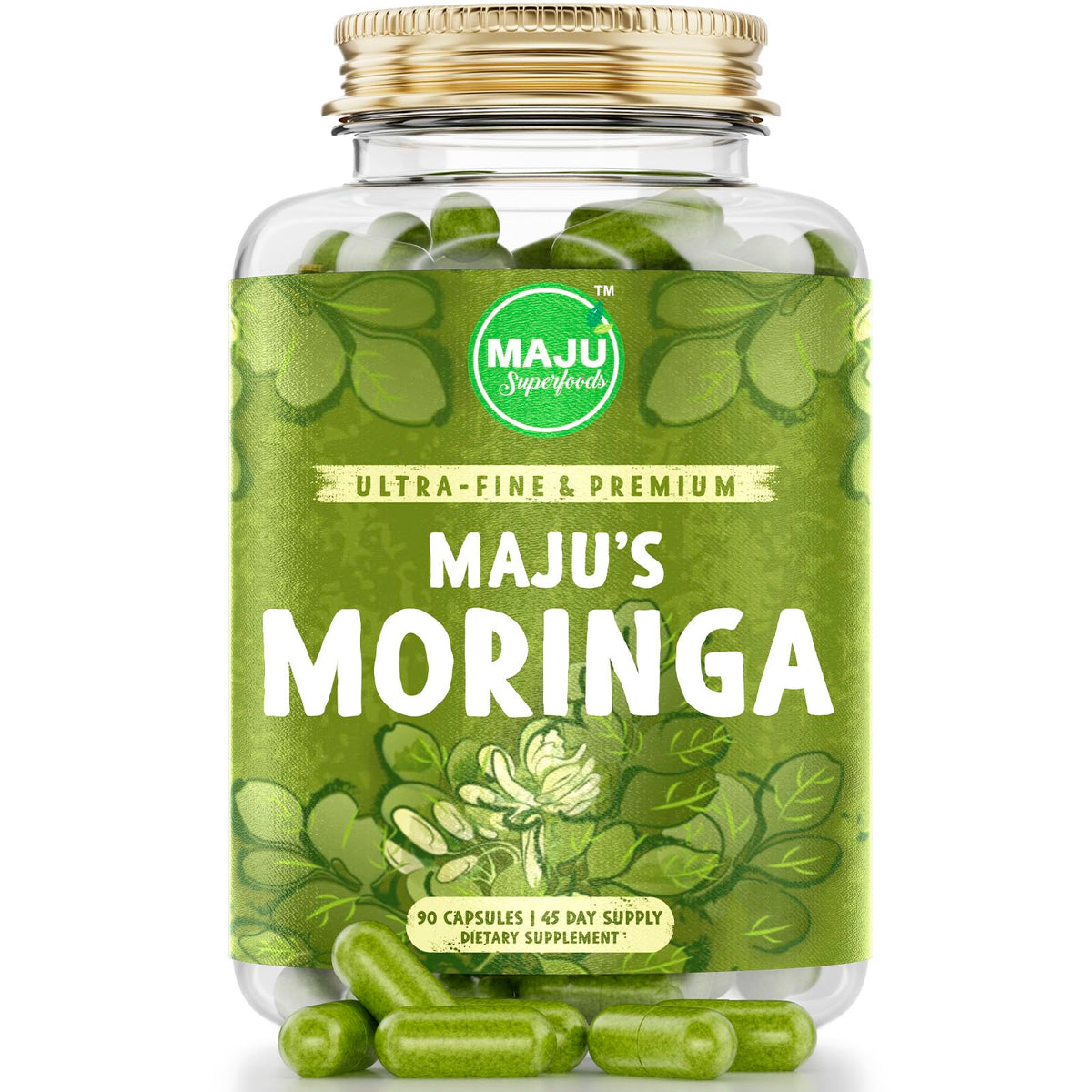 Maju Organic Moringa capsules bottle 90 count