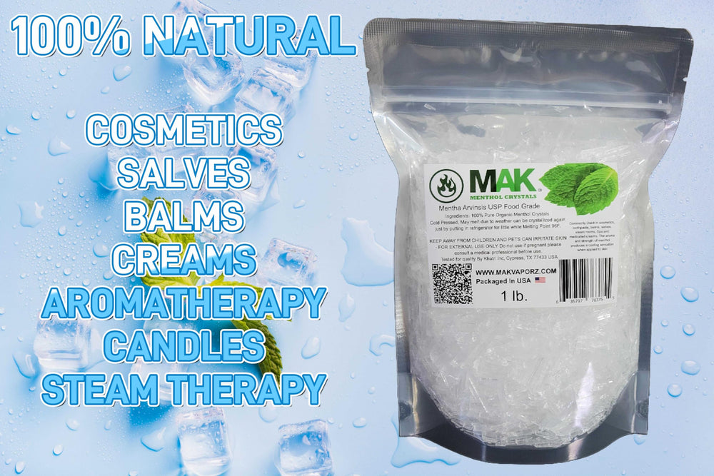 Close-up of pure white menthol crystals