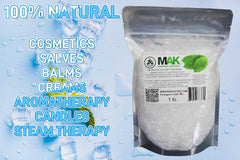 Close-up of pure white menthol crystals