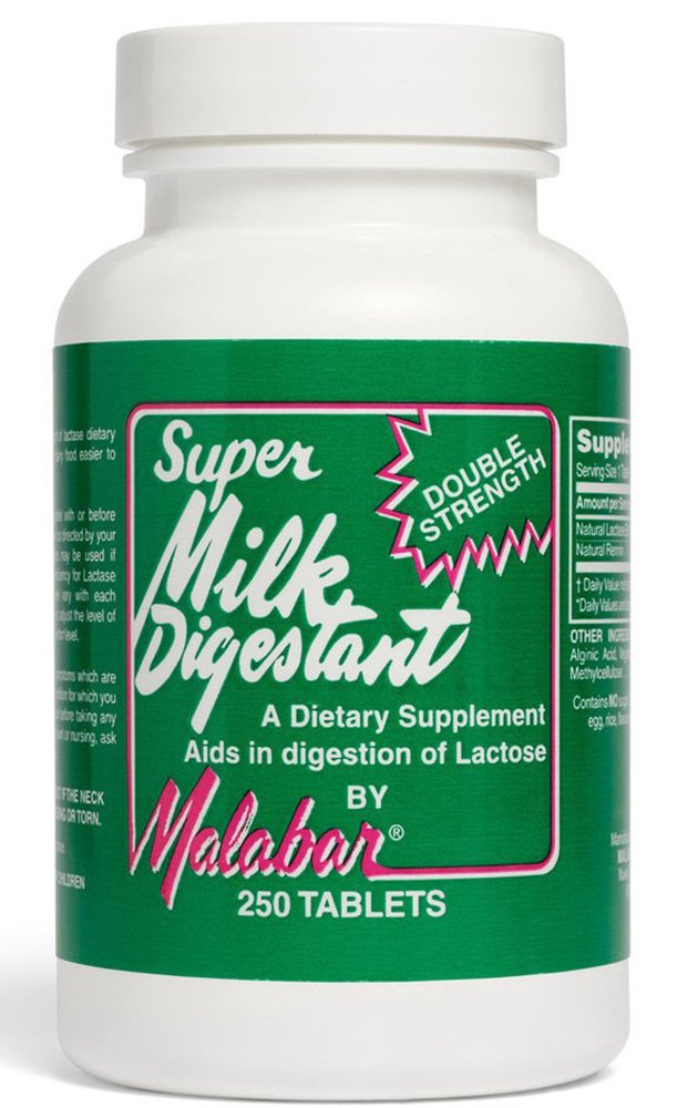 Bottle of Malabar Super Milk Digestant 250 tablets