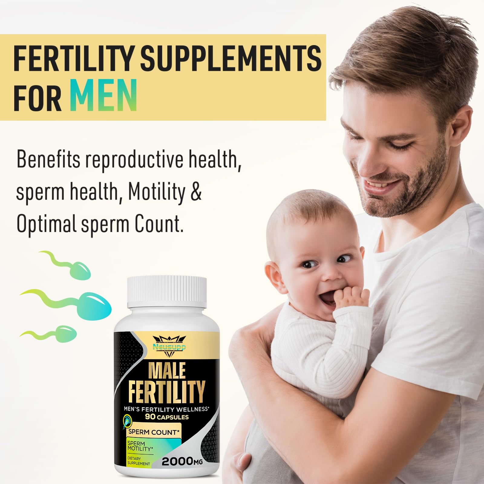 Close-up of capsules highlighting CoQ10, Maca root, zinc and NAC