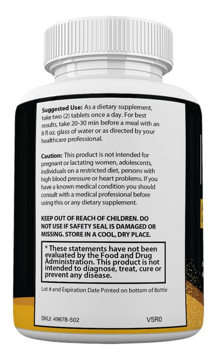 Supplement Facts panel for Male's Growth 120 tablets