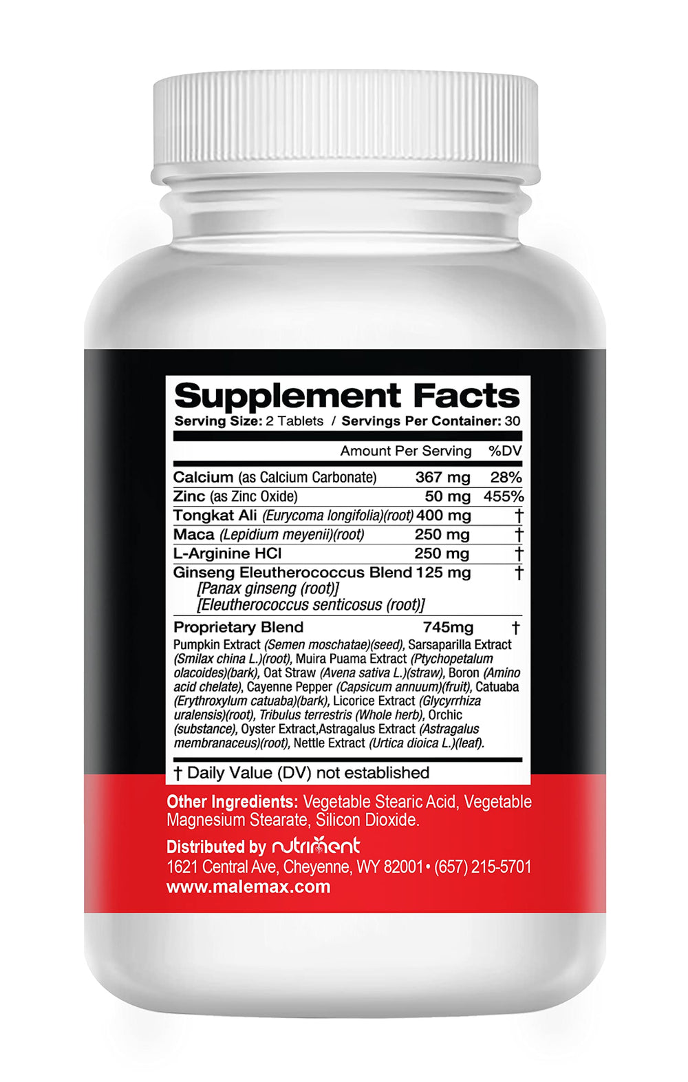 MaleMax pills tablets closeup, compact daily supplement for performance.