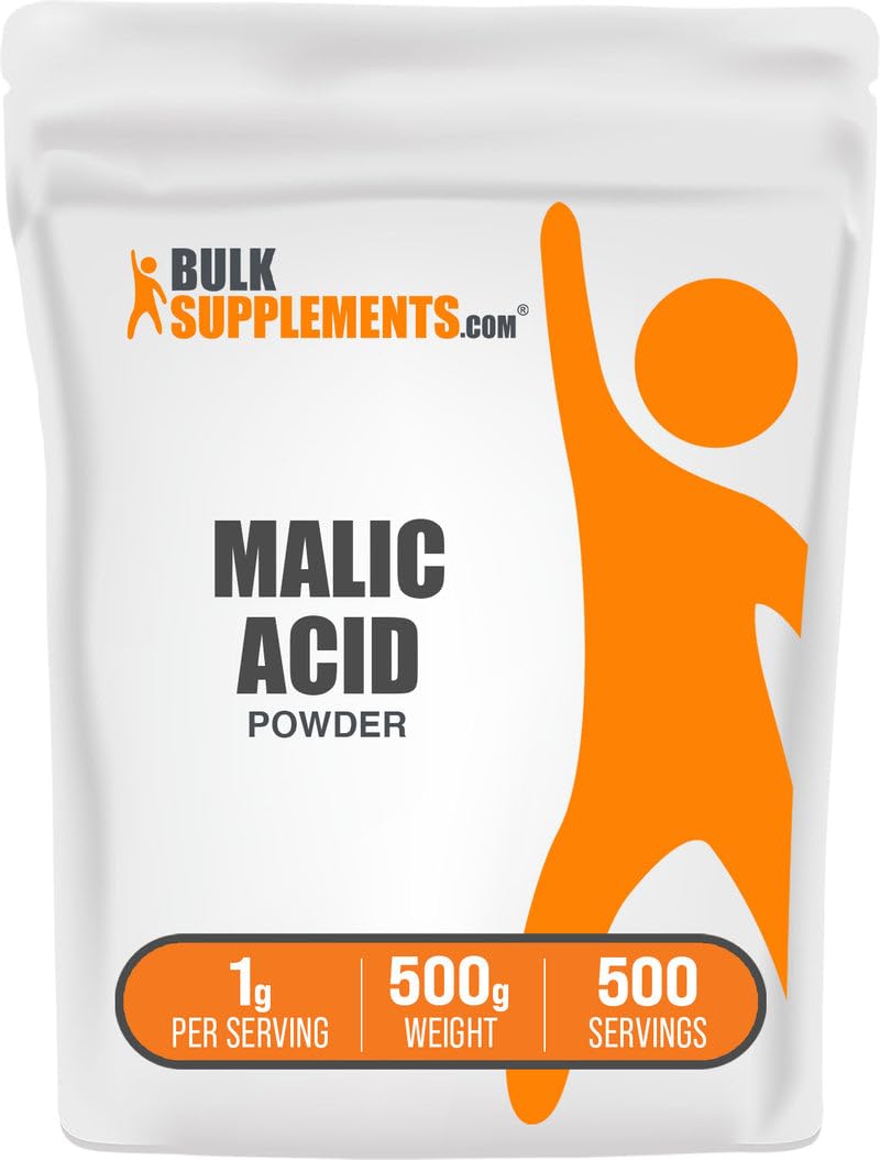 Front view of Malic Acid powder 500g pack