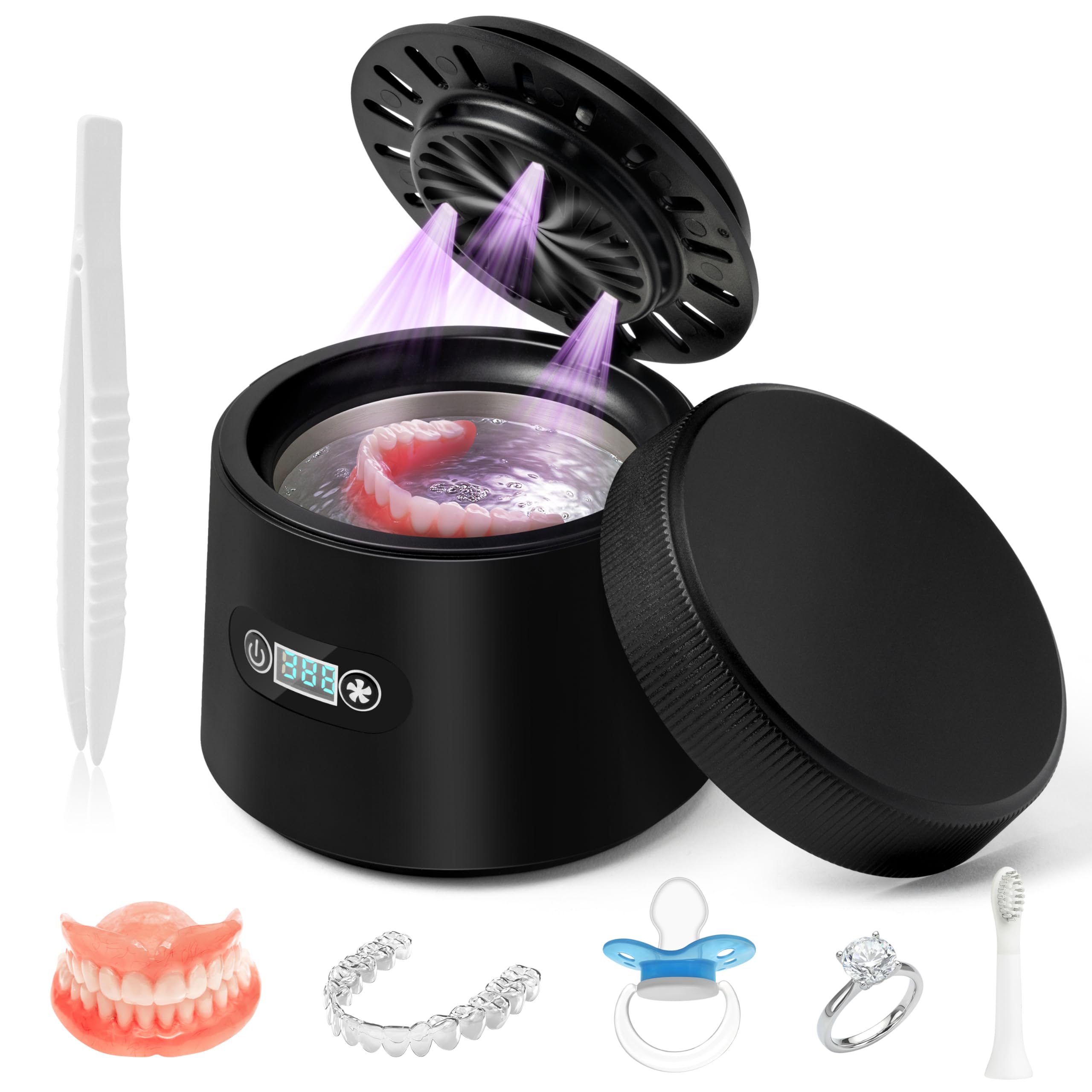 Front view of MALLMALL6 Ultrasonic Retainer Cleaner with compact design