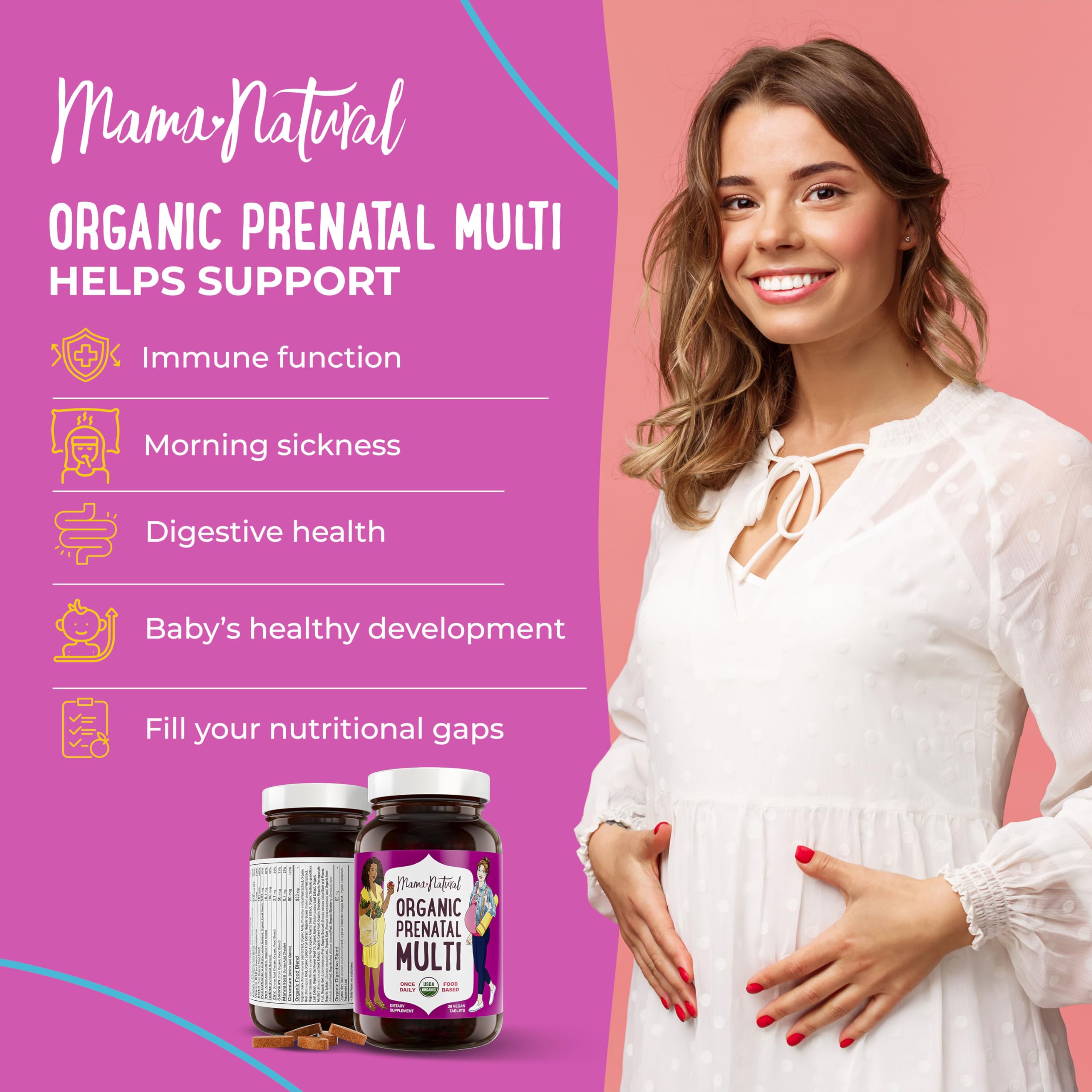 Close-up of One A Day prenatal formula for vegan moms