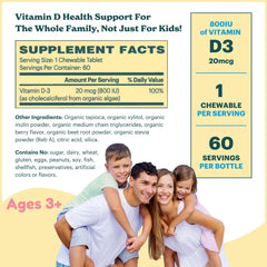 Non-gummy, tooth-friendly Vitamin D3 chews for kids and teens