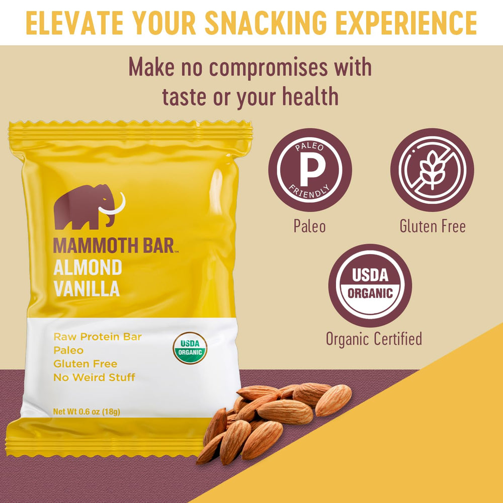 Mammoth Bar ingredients feature almonds and dates for a paleo gluten-free raw snack