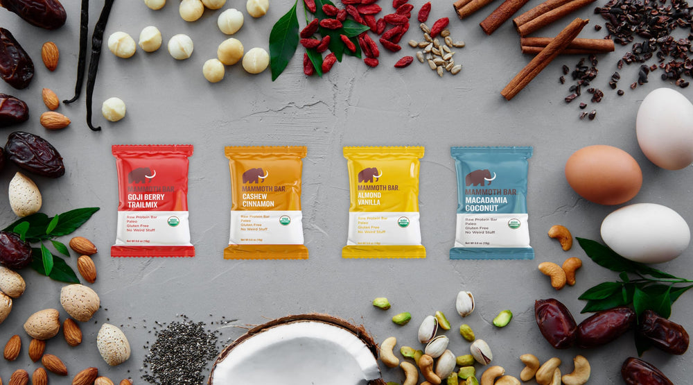 Mammoth Bar Mini raw ingredients close-up showcasing natural purity and wholesome nutrition.