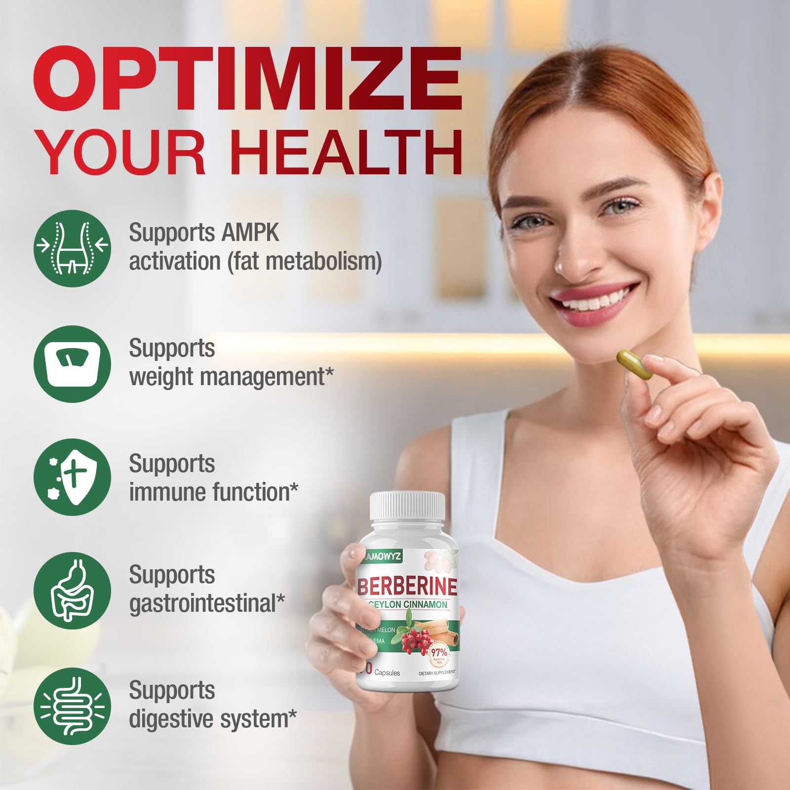 Berberine 1500mg with Cinnamon label on bottle