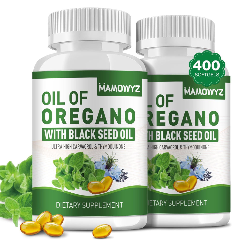 MAMOWYZ Oregano Oil with Black Seed Oil softgels bottle front view