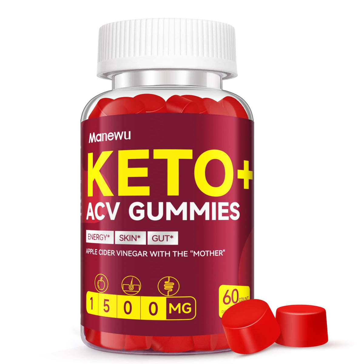 Manewu Keto ACV Gummies bottle label showing 1500mg per serving