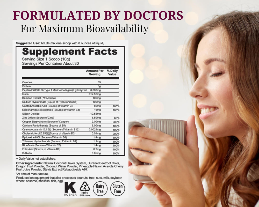 Graphic showing hair, skin and nails benefits of collagen