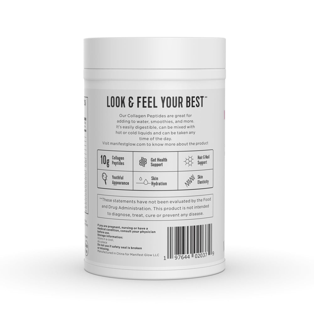 Close-up of scoop scooping collagen powder