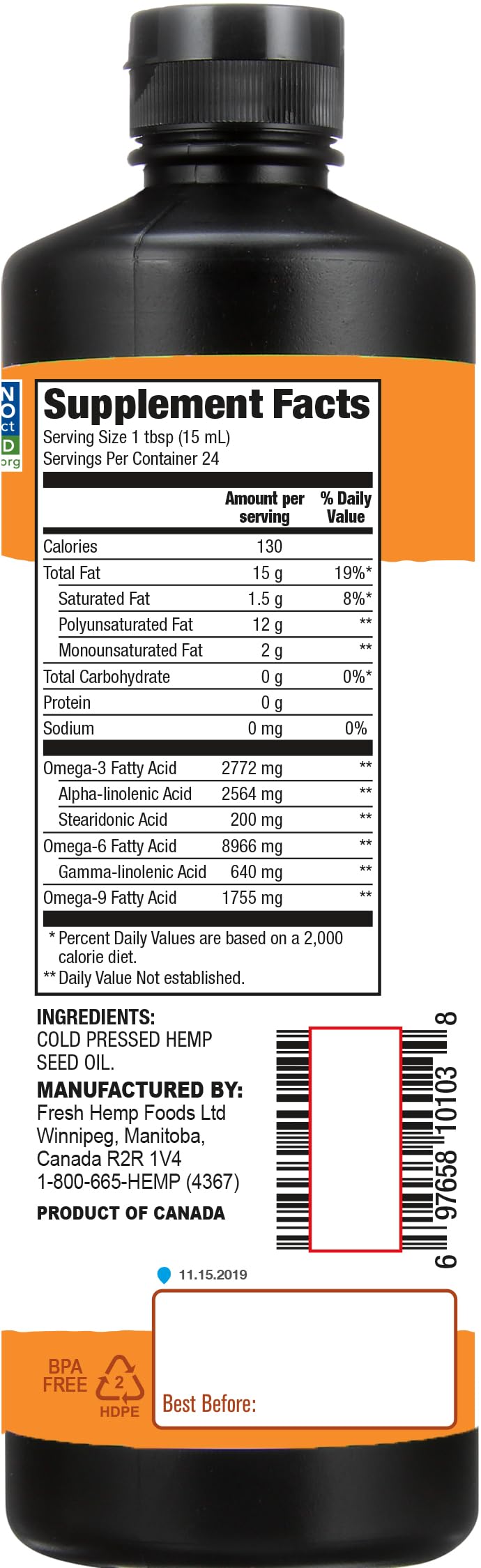 Hemp seed oil with nutty flavor used in salad dressings