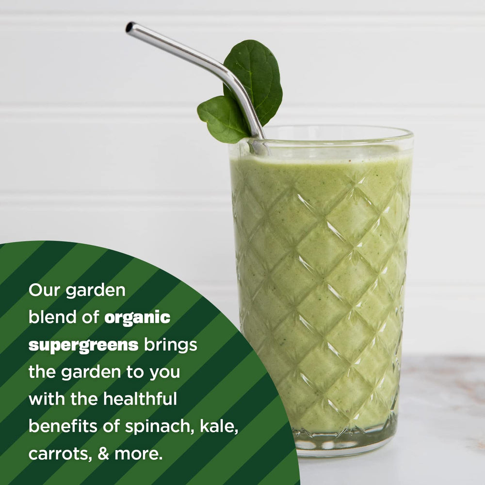 Manitoba Harvest Hemp+ Supergreens blend ingredients show spinach and kale