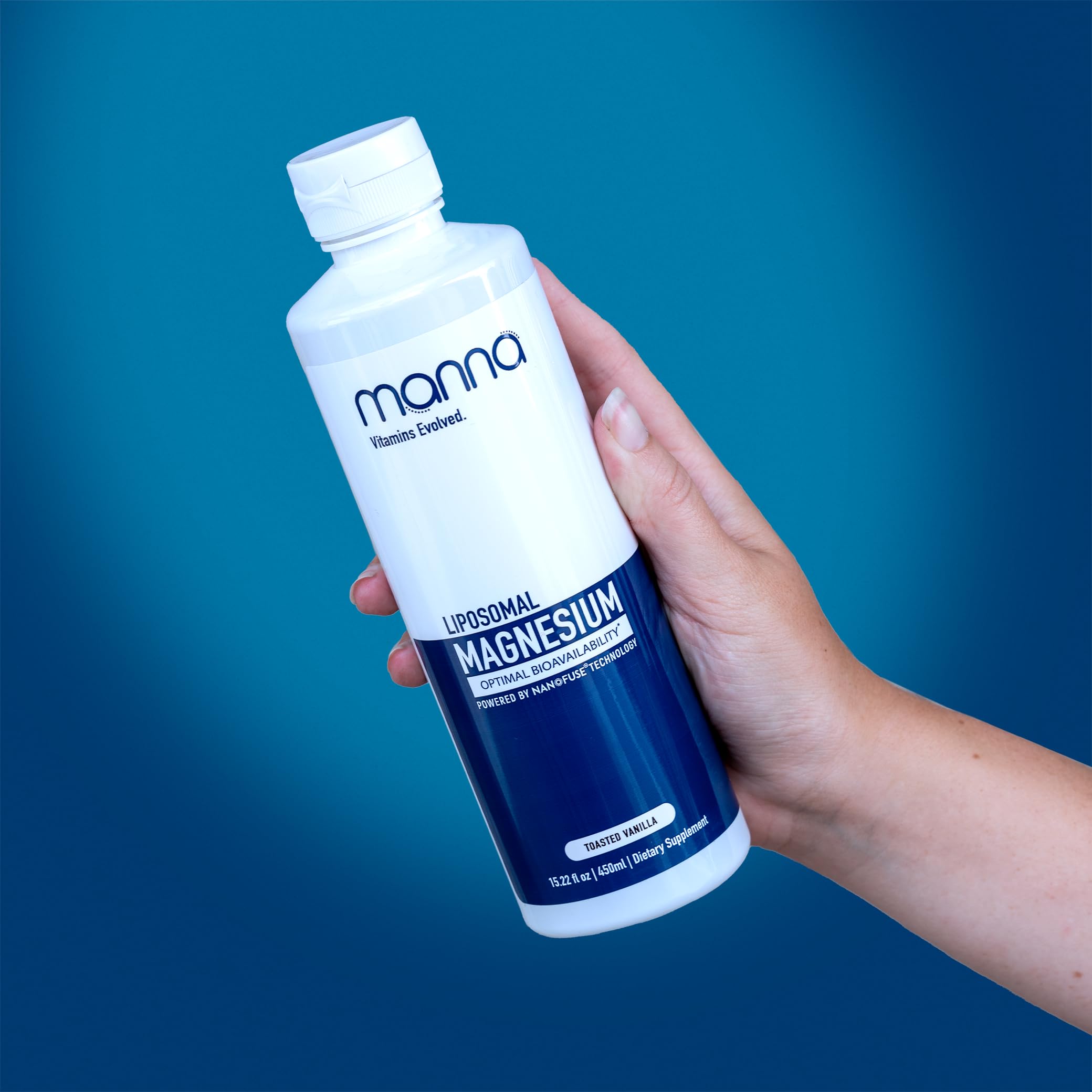 Bottle of Manna Vitamins Evolved Liposomal Magnesium Glycinate liquid