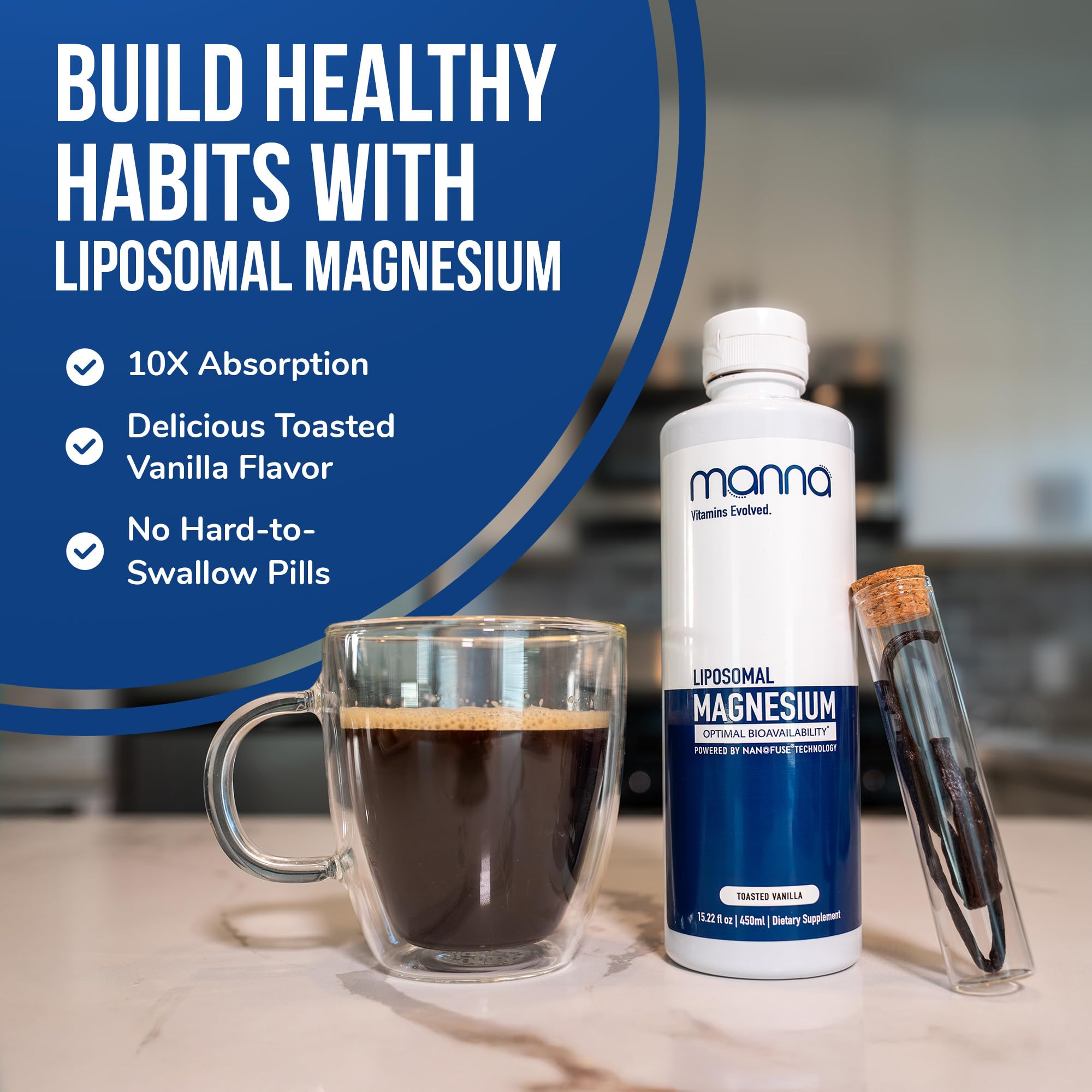 Brain health concept with magnesium glycinate liquid