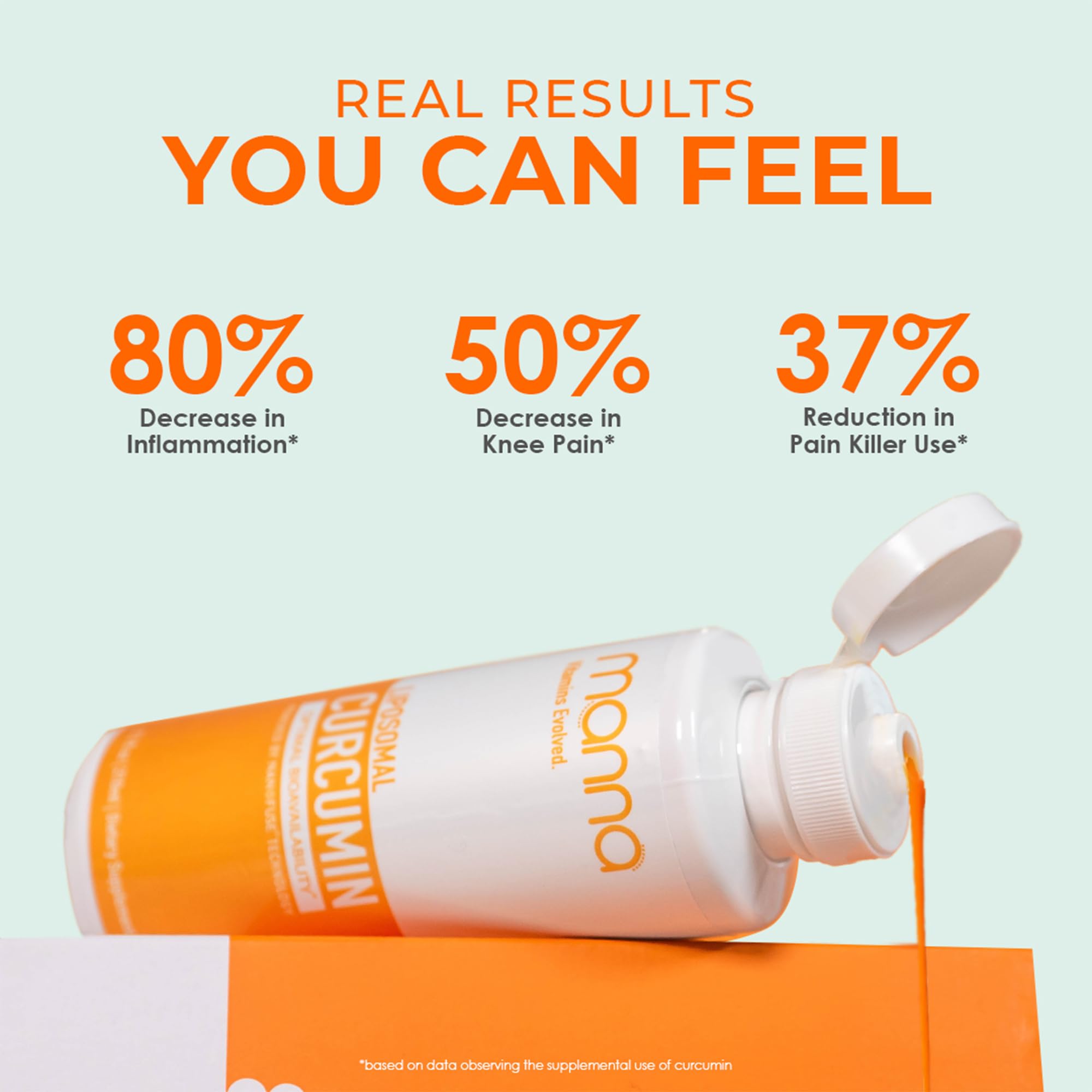 Close-up of vibrant orange liposomal curcumin liquid