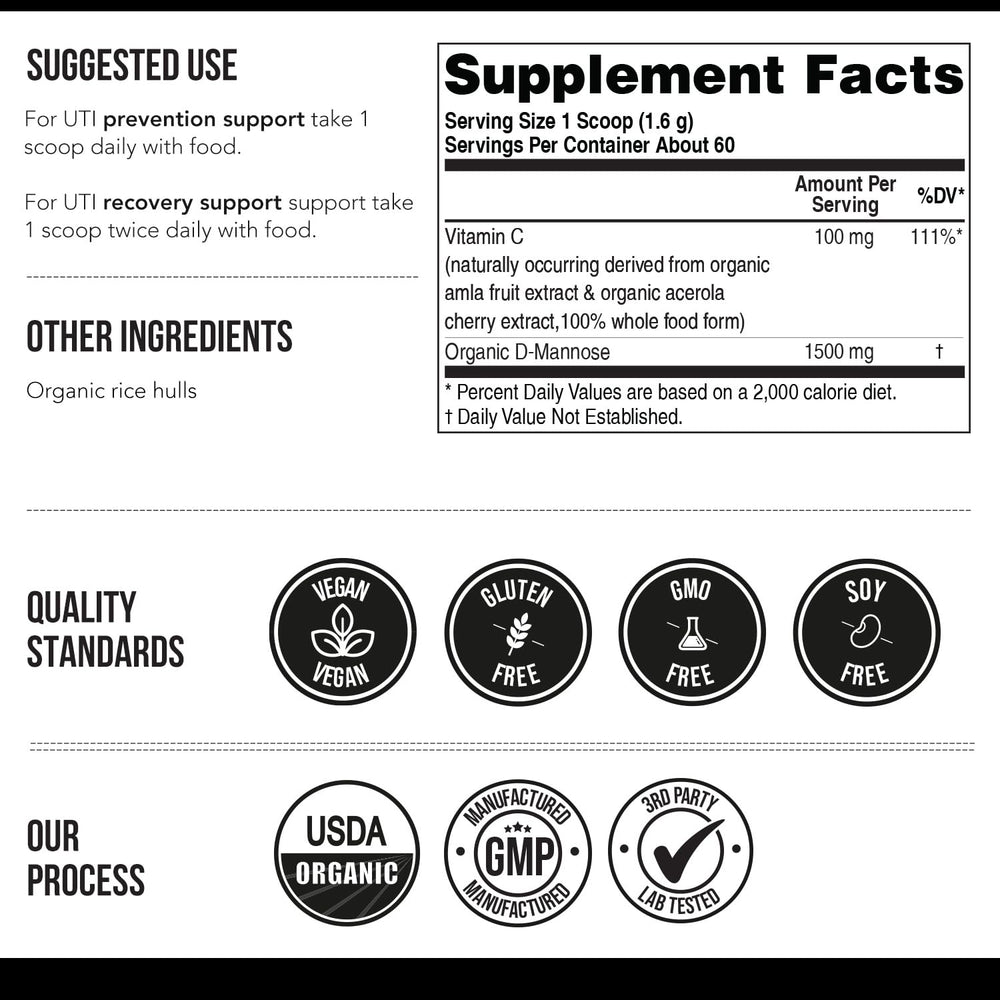 Organic and Non-GMO certifications displayed on Mannose-C