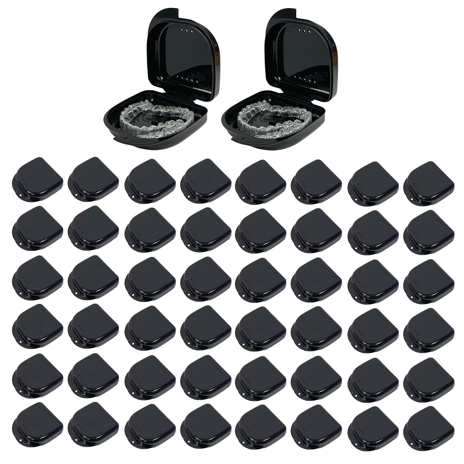 White 120-pack retainer case with top and bottom ventilation holes