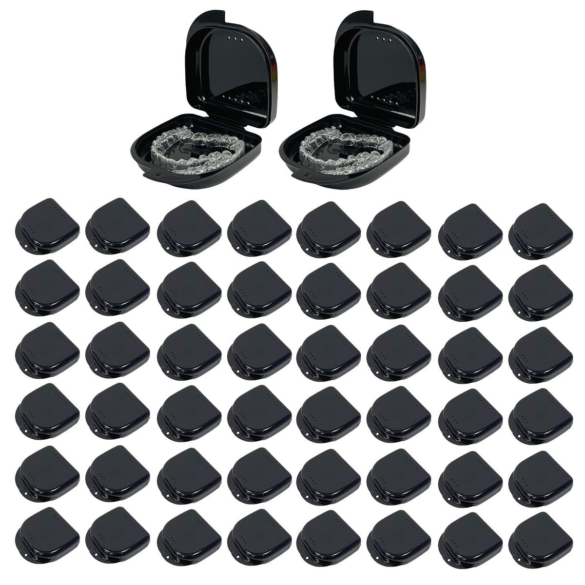 White 120-pack retainer case with top and bottom ventilation holes