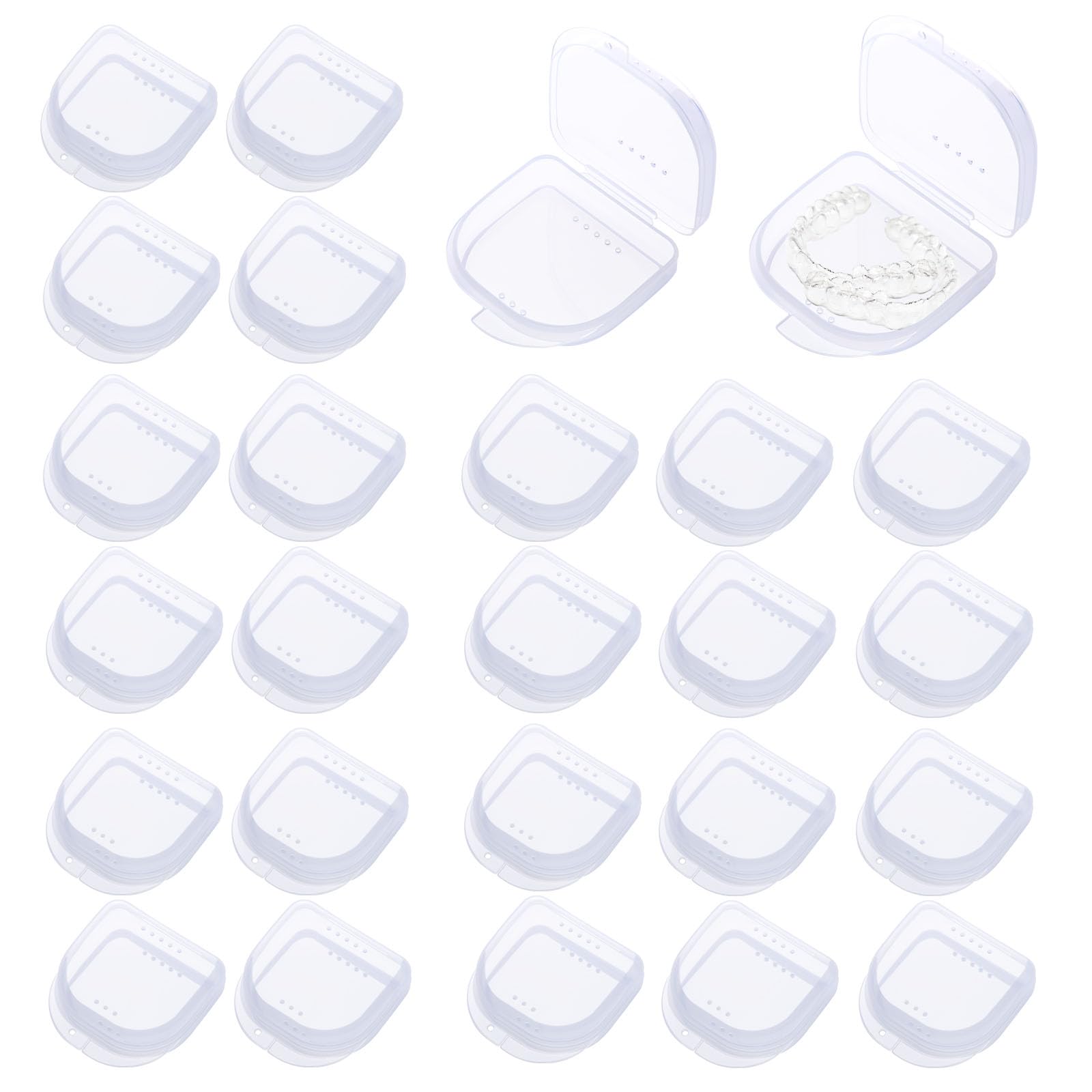 Maoerdental 60-pack vented retainer case with transparent design
