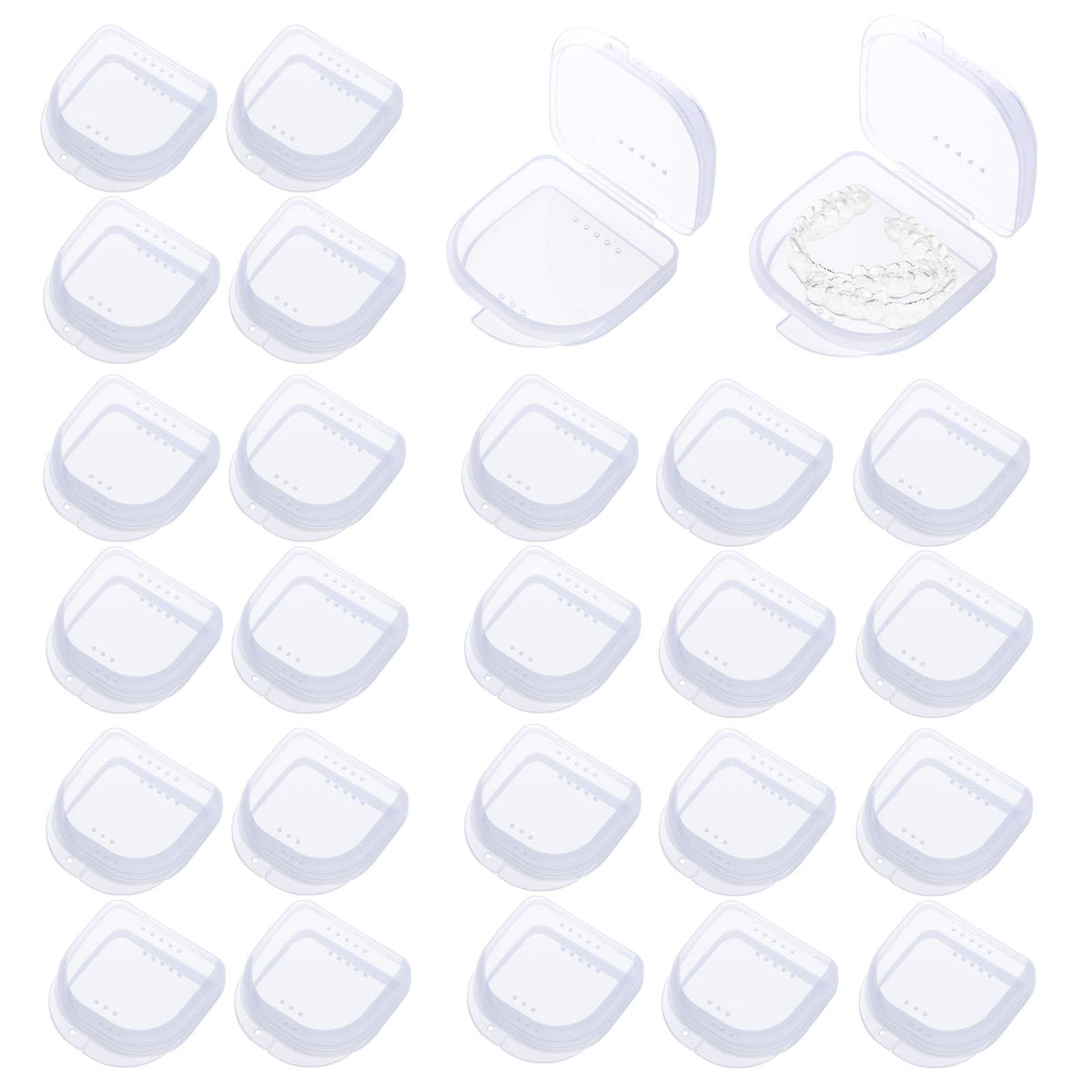 Maoerdental 60-pack vented retainer case with transparent design