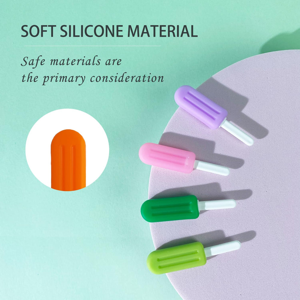 Popsicle shape design and ergonomic grip for easy chewing