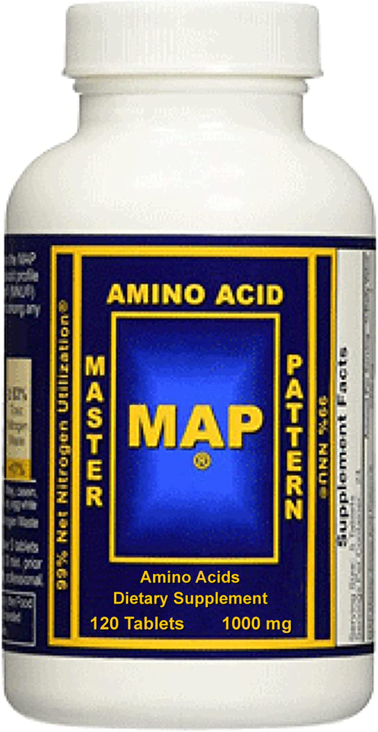 MAP Master Amino Acid Pattern bottle label and packaging