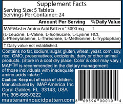 MAP Master Amino Acid Pattern tablets and packaging