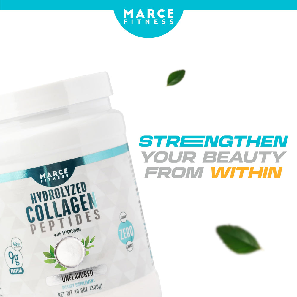 Collagen powder being dispensed for Hydrolized Collagen Unflavored