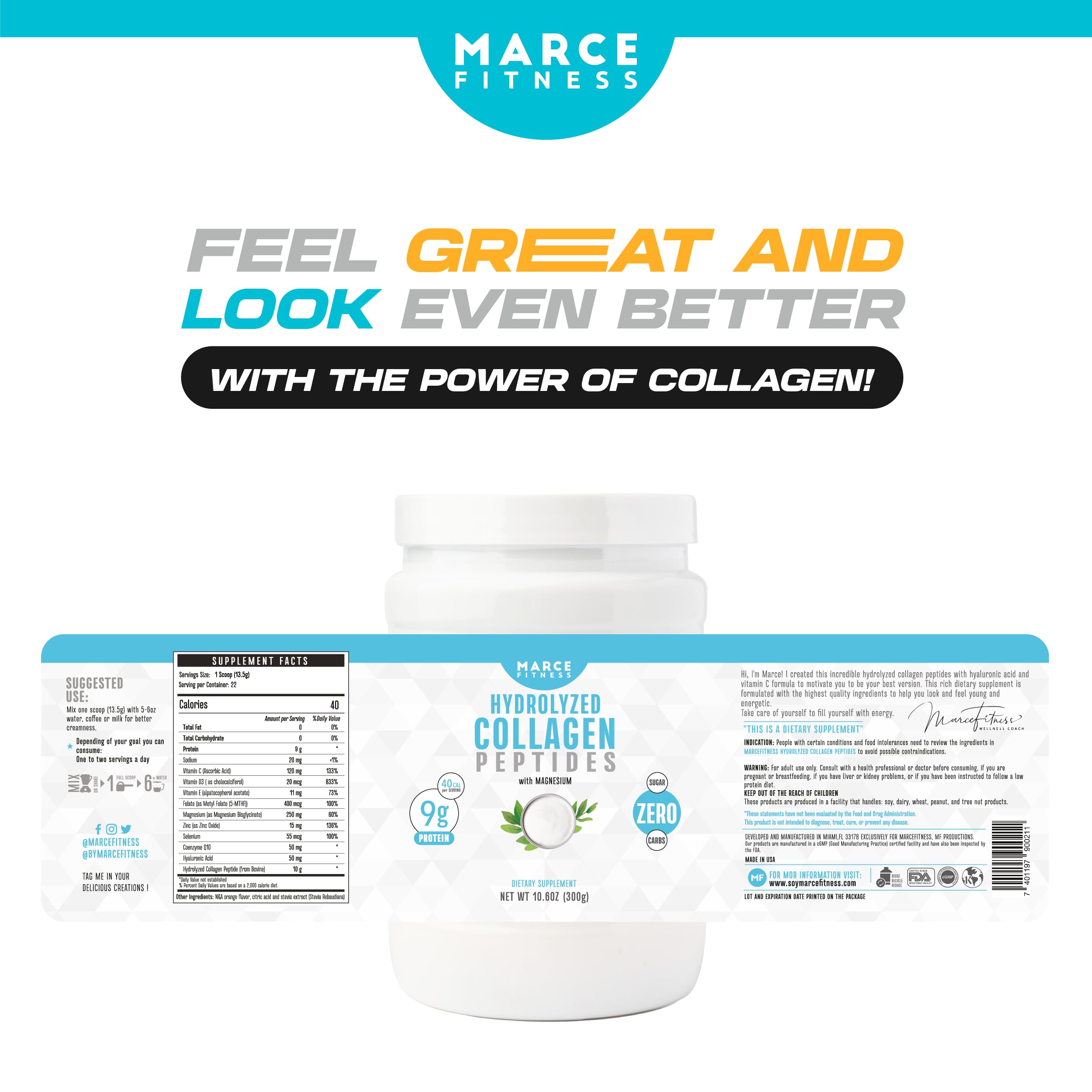 Usage directions for MARCE FITNESS Hydrolized Collagen Unflavored