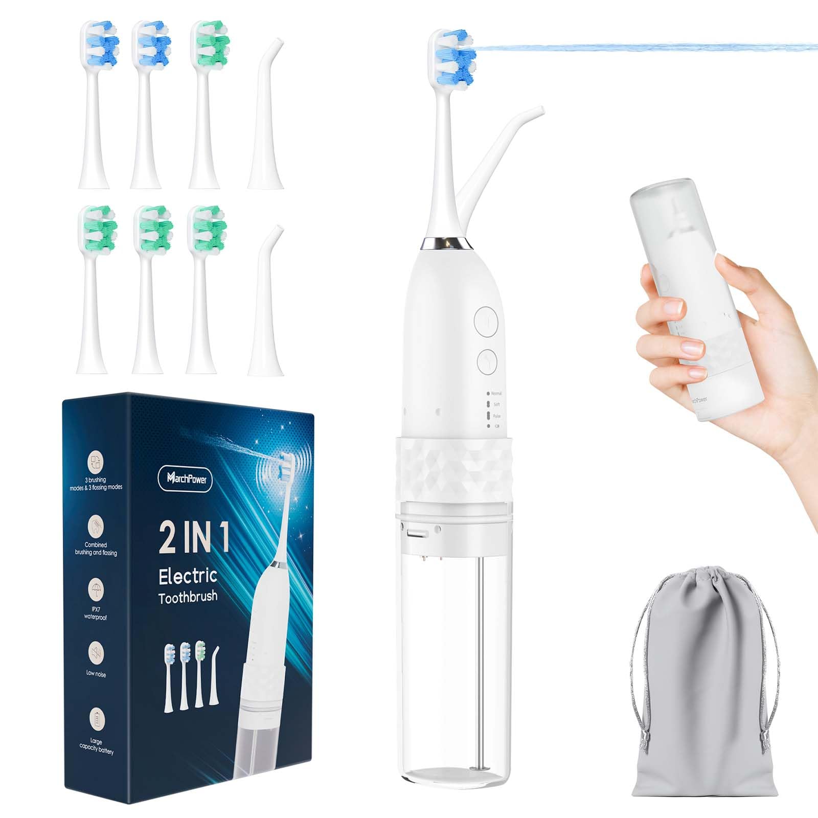 Marchpower 2-in-1 Electric Toothbrush with Water Flosser 2.0 – front view