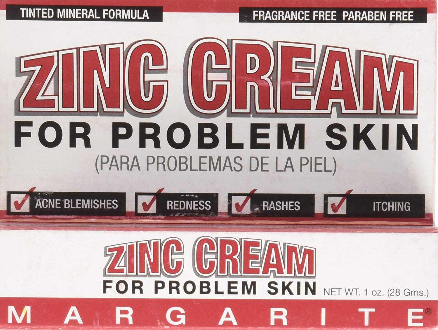 MARGARITE Zinc Cream 1 Oz (2 Pack) - fragrance-free mineral formula for problem skin