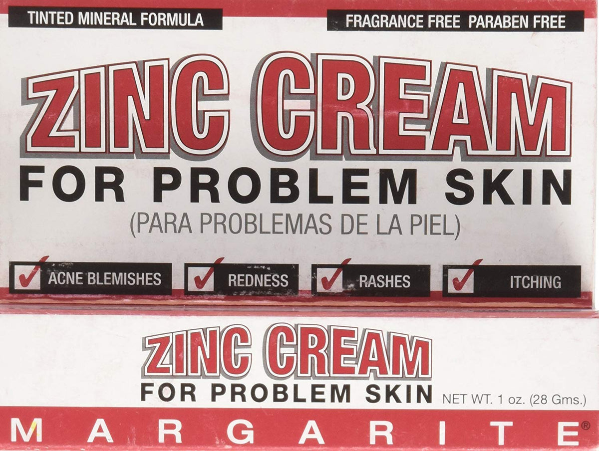 MARGARITE Zinc Cream 1 Oz (2 Pack) - fragrance-free mineral formula for problem skin