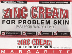 MARGARITE Zinc Cream 1 Oz (2 Pack) - fragrance-free mineral formula for problem skin